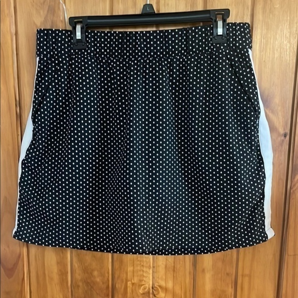 T by Talbots Golf Skort Black White Polkadot Petite Large